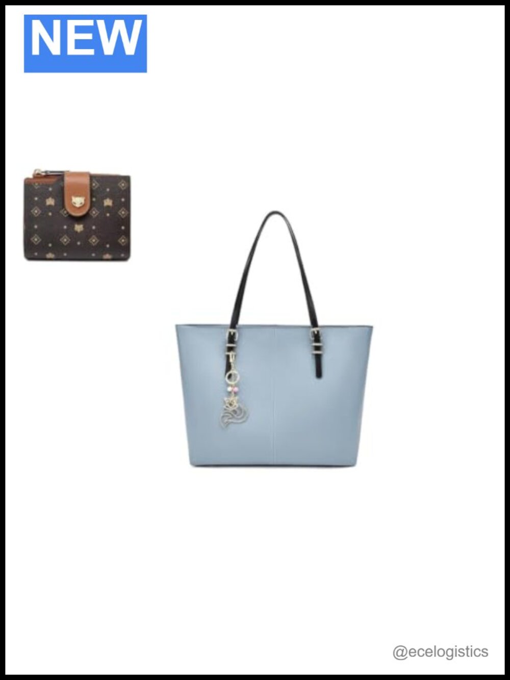 Genuine Leather Tote Bag with Matching Wallet for Women